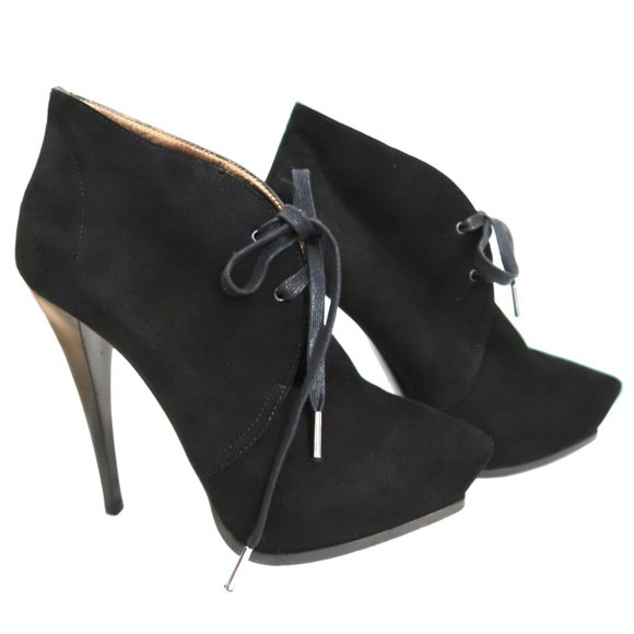 LANVIN black suede Platform booties shoes sz 39 8.5 9 ALBER ELBAZ - Picture 1 of 10